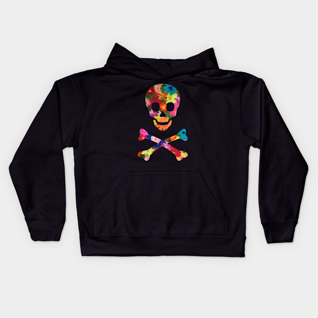 Flower Skull and Crossbones Kids Hoodie by Muzehack